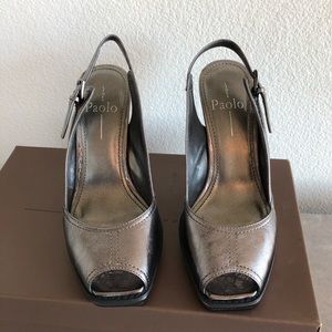 Paolo Linea Peep Toe Slingback  Heels • Sz 6.5